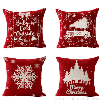 Kissenbezug Nordic Linen Elk Snowflake Christmas Series